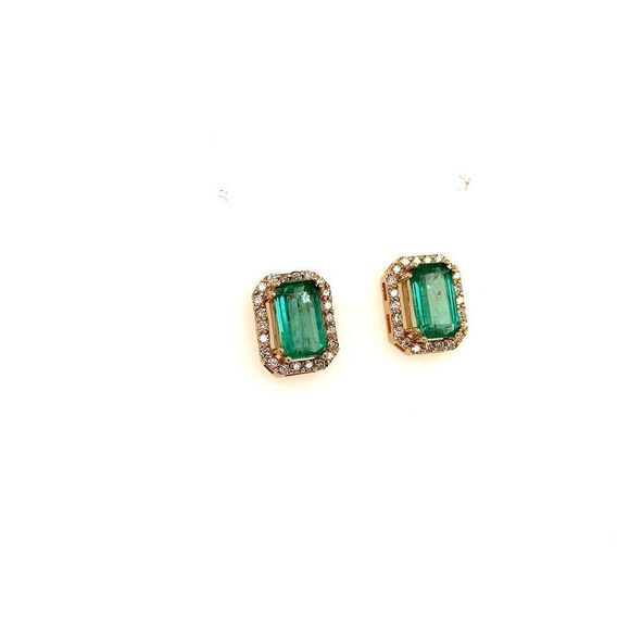 Natural Emerald Diamond Stud Earrings 14k Gold 1.85 TCW Certified $3,950 111884 - Picture 5 of 14